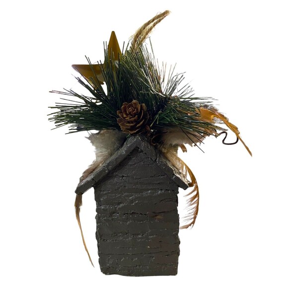 OLD WORLD Santa Claus Face Mini Treehouse Christmas Holiday Ornament w/Decor - Picture 4 of 10